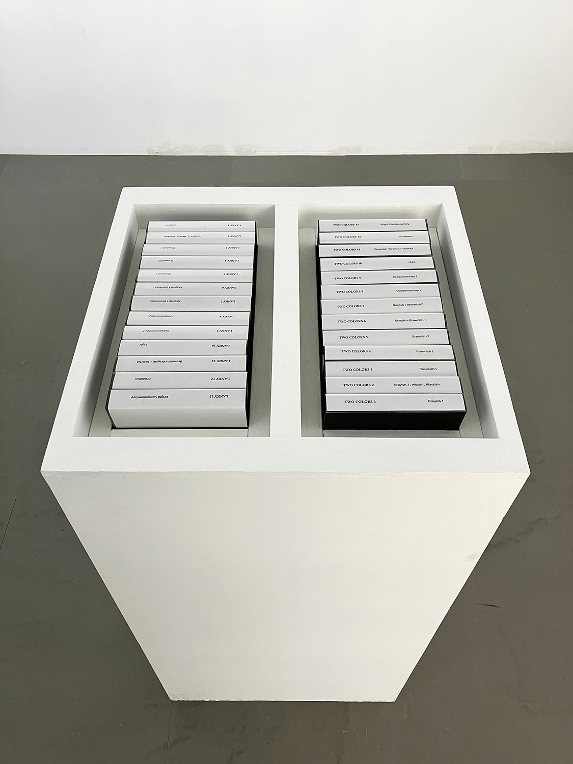 2 colors box, 45.5 x 45.5 x 92 cm, 1997<br><br>