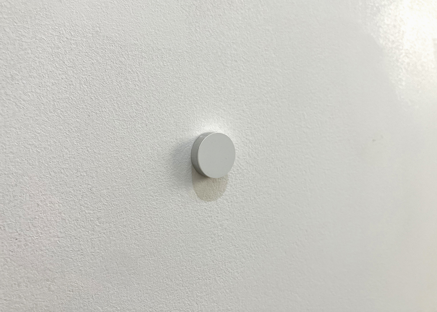 Gray, pigment, casein on alumium, diameter 22 mm width 6 mm, 2007.<br><br>