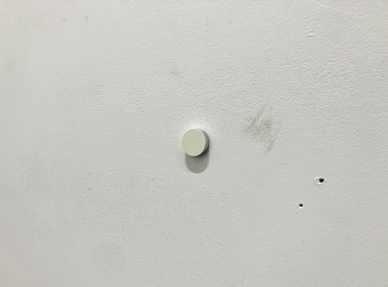 White, pigment, casein on alumium, diameter 22 mm width 6 mm, 2007<br><br>