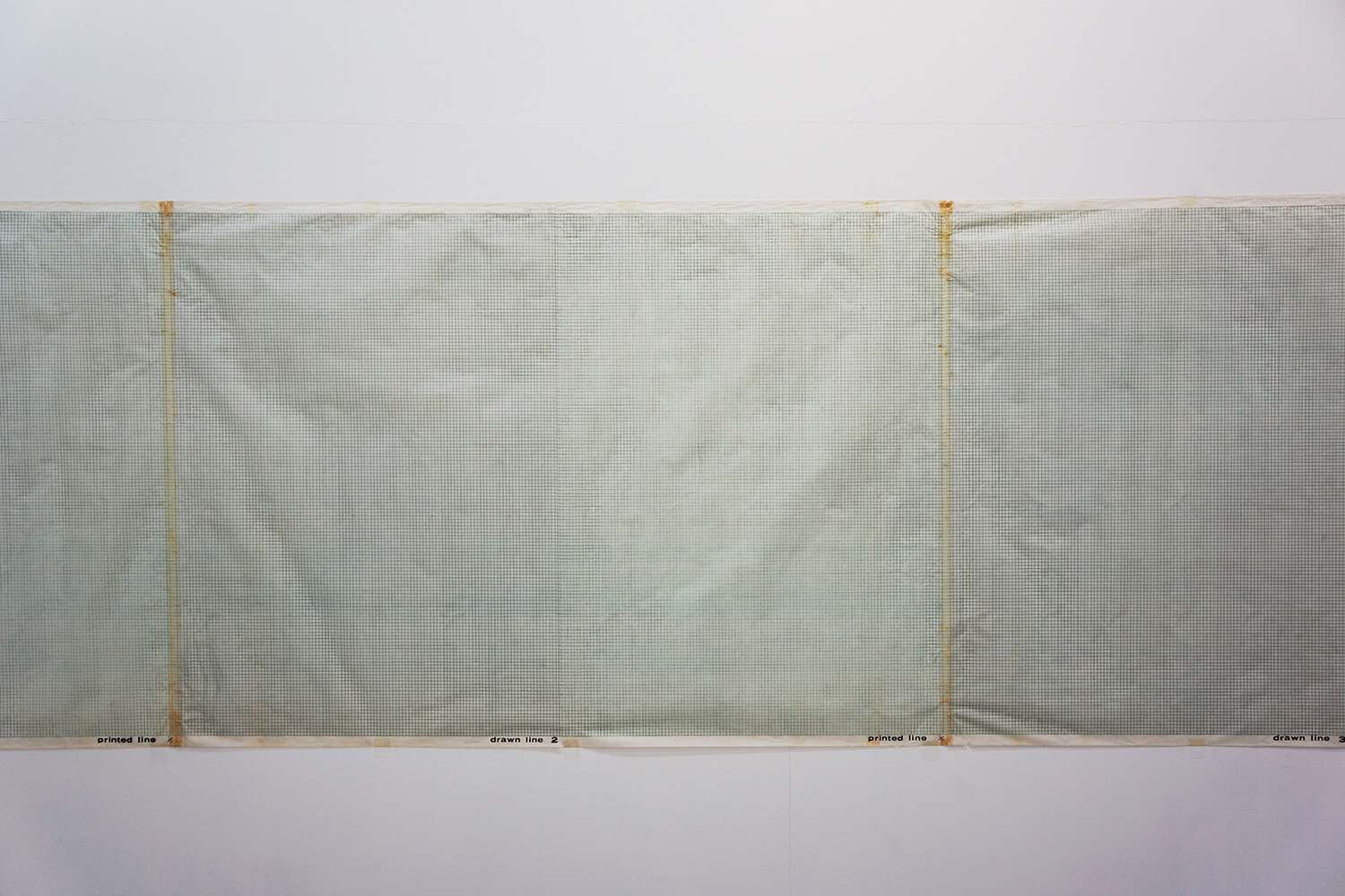 五十嵐彰雄 Akio Igarashi<br><strong>'72-1,2,3</strong><br>Pencil, Lithograph, Section paper, 84 x 322 cm, 1972