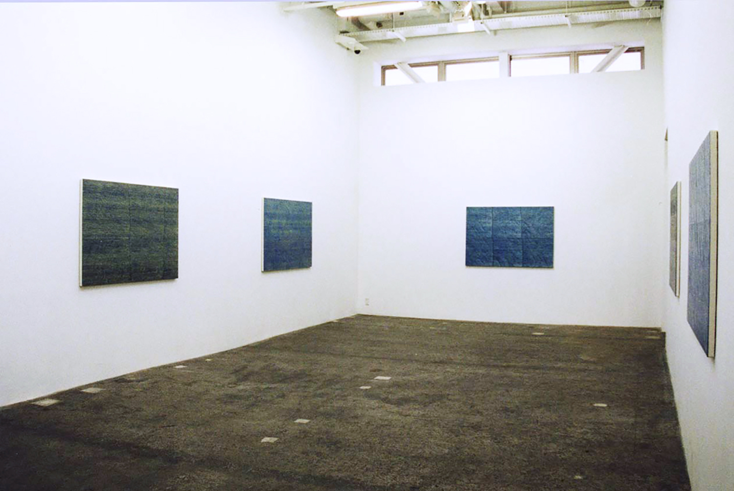 Installation View<br>CASO Space D<br>Trace-Blue 6 paintings 103 x 150 cm 2000 each