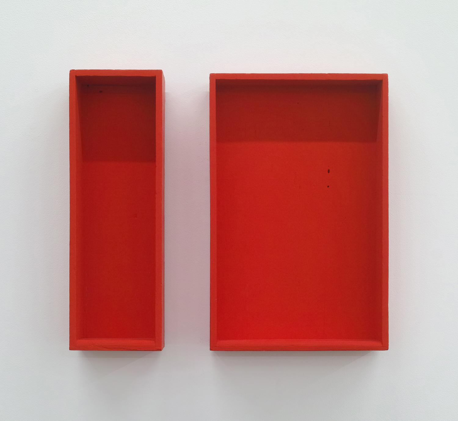 Text No. 14 & 13<br>acrylic on wood, set of 2<br>327 x 208 x 53 mm,  327 x 106 x 70 mm<br>1998