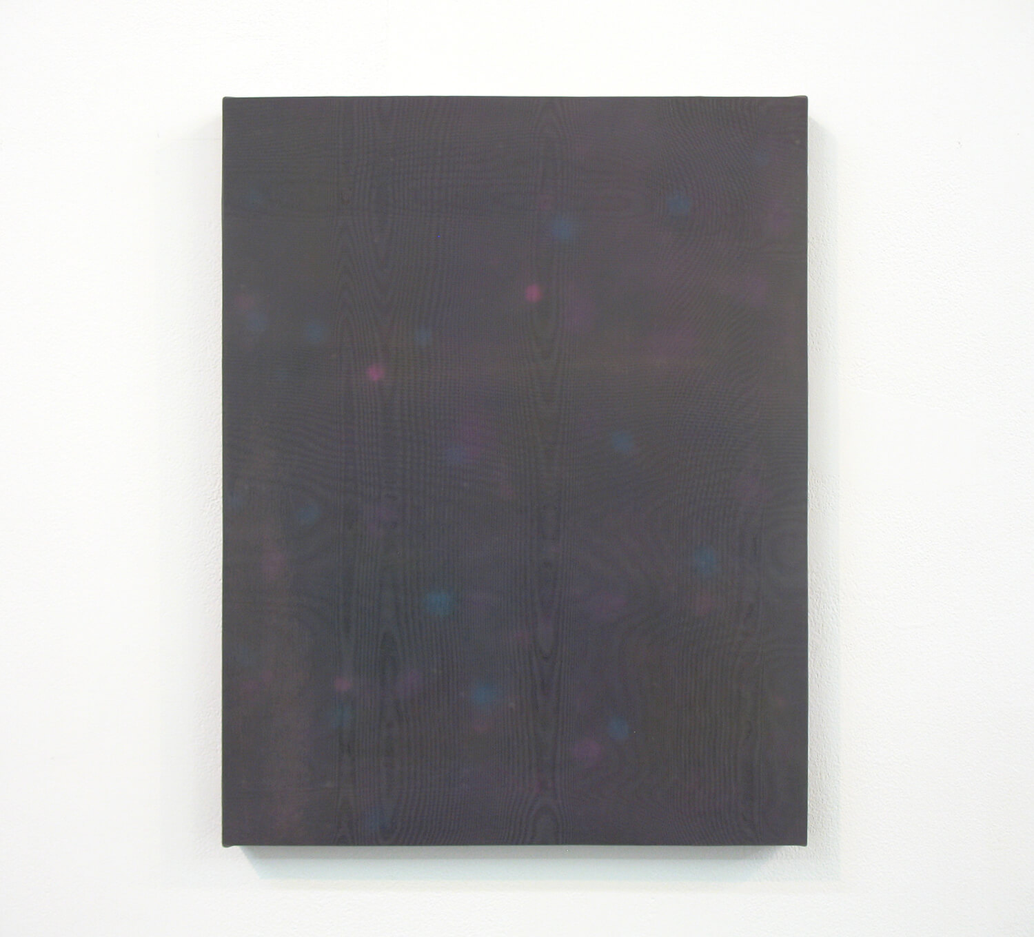 drops #4<br>
Acrylic, glass organdy, cotton, panel 41 x 33 cm 2013